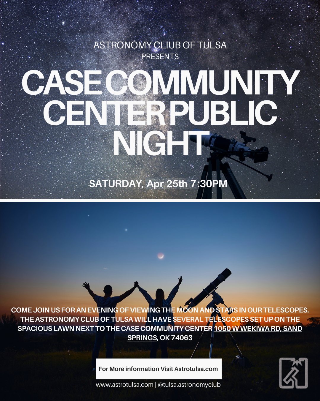 Case Center Public Astronomy Night -  Saturday Apr 25- 7:30 PM