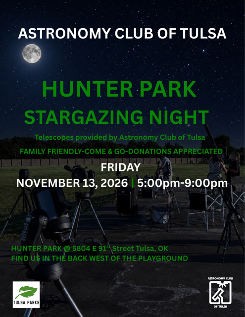 Hunter Park Telescope Night --  Friday, November 13th - 5:00pm