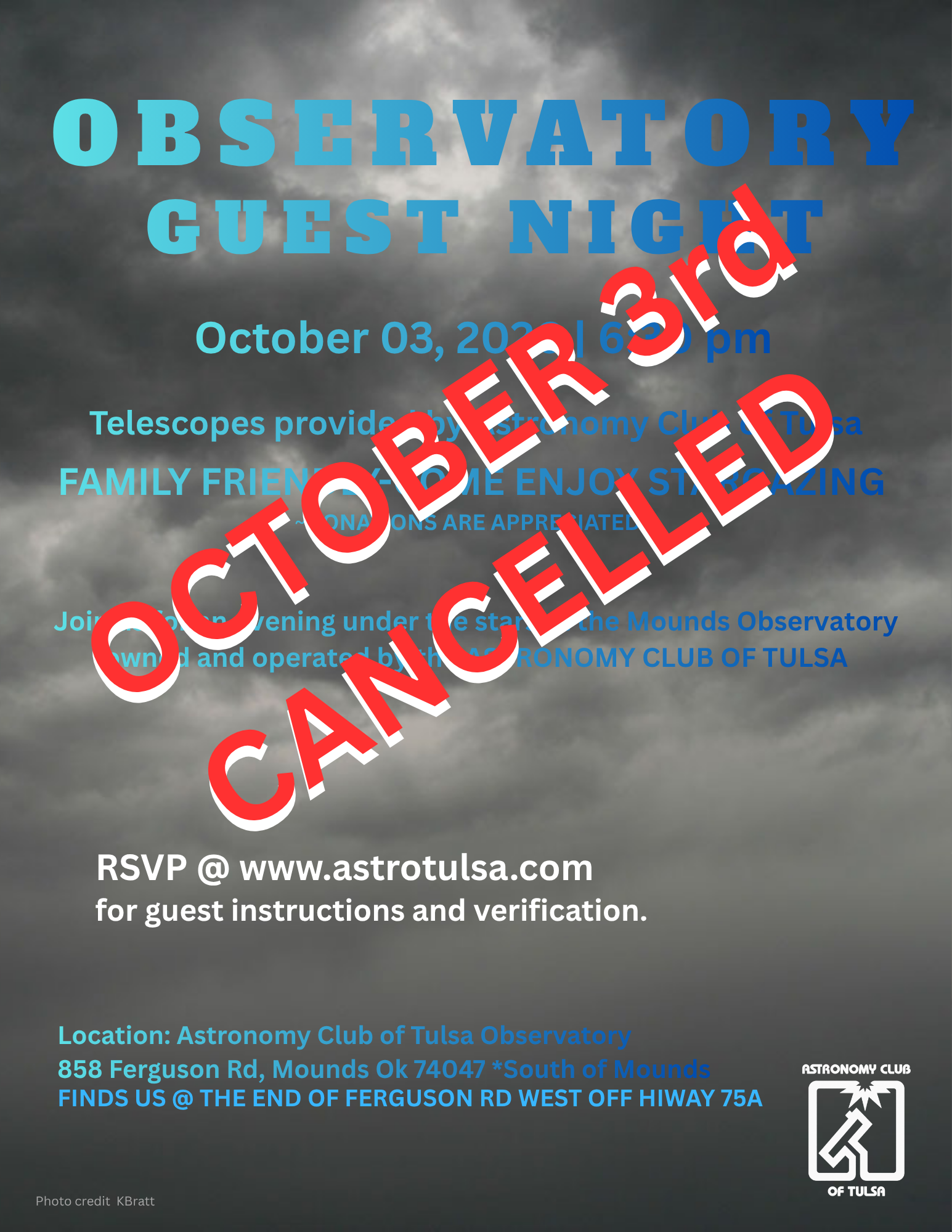 Guest and Members Night Saturday, October 3rd 6:30 PM
